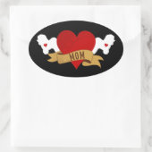 Bichon Frise Mama [Tattoo style] Ovaler Aufkleber (Tasche)