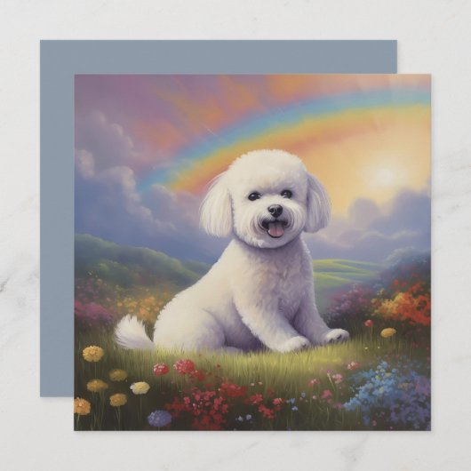 Bichon Frise Memorial Custom Dog Name Rainbow (Vorne/Hinten)