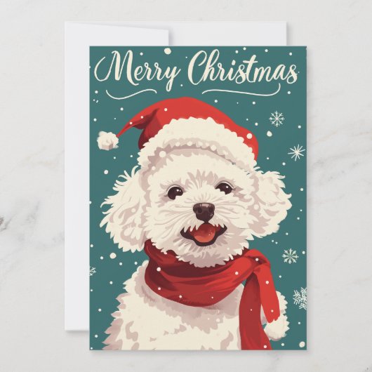 Bichon Frise Merry Christmas Feiertagskarte (Vorderseite)