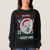 Bichon Frise Merry Woofmas Weihnachten Sweatshirt (Vorderseite)