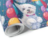 Bichon Frise mit Balloons Geschenkpapier (Rolleneckpunkt)