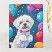 Bichon Frise mit Balloons Karte (Gelbe Blume)