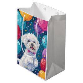 Bichon Frise mit Balloons Mittlere Geschenktüte