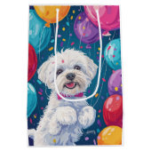 Bichon Frise mit Balloons Mittlere Geschenktüte (Rückseite)