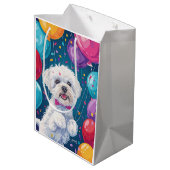 Bichon Frise mit Balloons Mittlere Geschenktüte (Rückseite Schrägansicht)