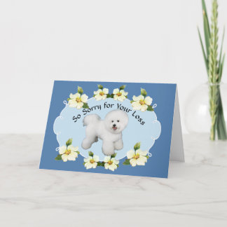 Bichon Frise mit Blue Dogwood Beileid Karte
