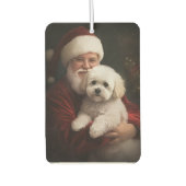 Bichon Frise mit dem Weihnachtsmann Weihnachten Autolufterfrischer (Vorderseite)