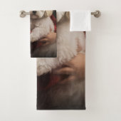 Bichon Frise mit dem Weihnachtsmann Weihnachten Badhandtuch Set (Insitu)