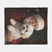 Bichon Frise mit dem Weihnachtsmann Weihnachten Fleecedecke (Vorderseite (Horizontal))