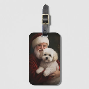 Bichon Frise mit dem Weihnachtsmann Weihnachten Gepäckanhänger