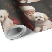 Bichon Frise mit dem Weihnachtsmann Weihnachten Geschenkpapier (Rolleneckpunkt)