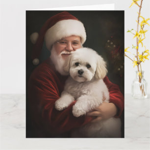 Bichon Frise mit dem Weihnachtsmann Weihnachten Karte