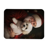 Bichon Frise mit dem Weihnachtsmann Weihnachten Magnet (Horizontal)