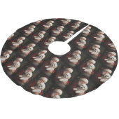 Bichon Frise mit dem Weihnachtsmann Weihnachten Polyester Weihnachtsbaumdecke (Schrägansicht)
