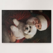 Bichon Frise mit dem Weihnachtsmann Weihnachten Puzzle (Horizontal)