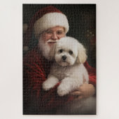 Bichon Frise mit dem Weihnachtsmann Weihnachten Puzzle (Vertikal)