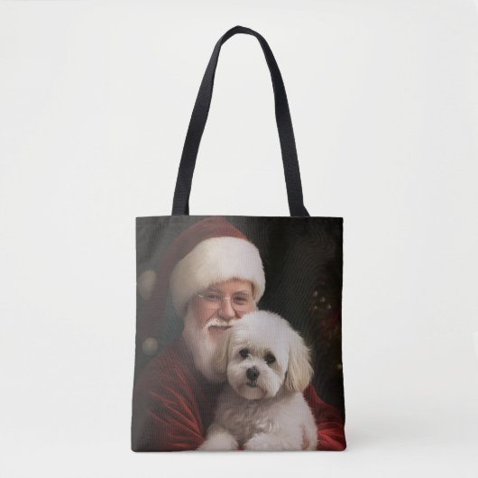Bichon Frise mit dem Weihnachtsmann Weihnachten Tasche (Vorderseite)