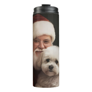 Bichon Frise mit dem Weihnachtsmann Weihnachten Thermosbecher