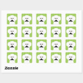 Bichon Frise mit Mustache Quadratischer Aufkleber (Blatt)