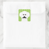 Bichon Frise mit Mustache Quadratischer Aufkleber (Tasche)