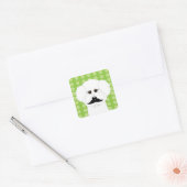 Bichon Frise mit Mustache Quadratischer Aufkleber (Umschlag)