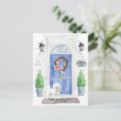 Bichon Frise Moving Announccard Postkarte (Stehend Vorderseite)