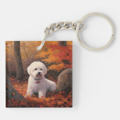 Bichon Frise n Herbstleaves Fall Inspiriert Schlüsselanhänger (Rückseite)