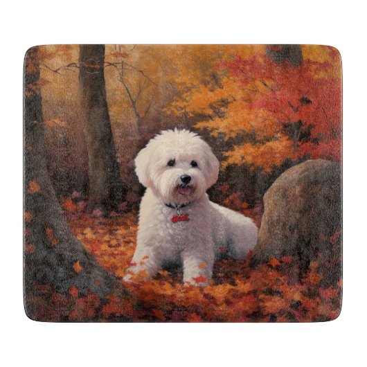 Bichon Frise n Herbstleaves Fall Inspiriert Schneidebrett (Vorderseite)