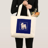 Bichon Frise Navy Square Jumbo Stoffbeutel (Vorderseite (Produkt))