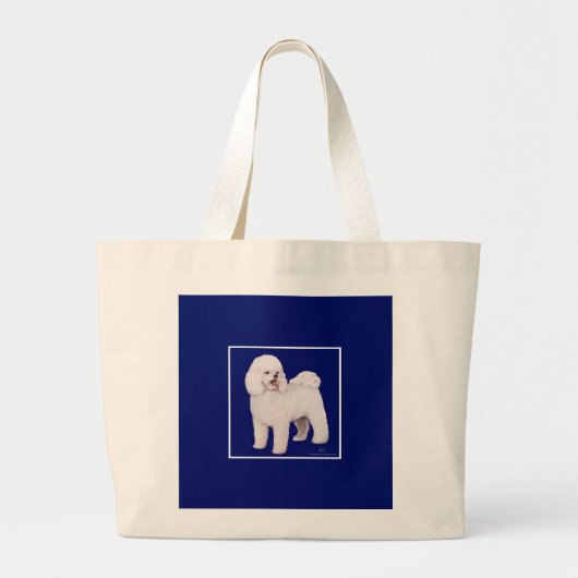Bichon Frise Navy Square Jumbo Stoffbeutel (Vorne)