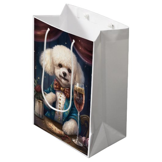 Bichon Frise New Year Mittlere Geschenktüte (Vorderseite Schrägansicht)
