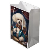 Bichon Frise New Year Mittlere Geschenktüte (Rückseite Schrägansicht)
