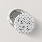 Bichon Frise Niedlich Cartoon Dog Illustration Button (Vorne & Hinten)