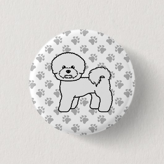 Bichon Frise Niedlich Cartoon Dog Illustration Button (Vorderseite)