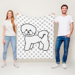 Bichon Frise Niedlich Cartoon Dog Illustration Fleecedecke