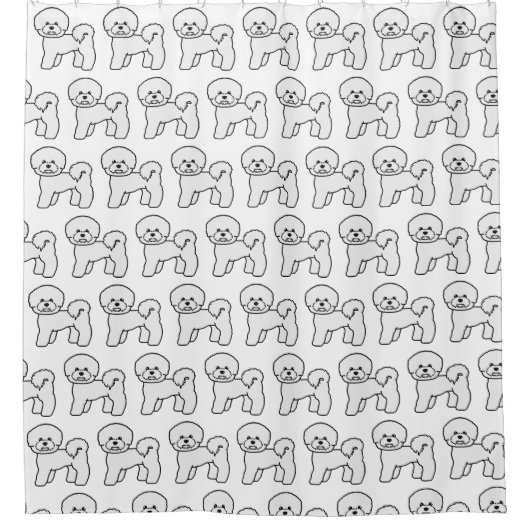 Bichon Frise Niedlich Cartoon Dog Muster Duschvorhang (Vorderseite)
