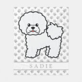 Bichon Frise Niedlich Cartoon Dog & Name Fleecedecke (Vorderseite)