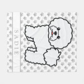 Bichon Frise Niedlich Cartoon Dog & Name Fleecedecke (Vorderseite (Horizontal))