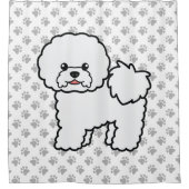 Bichon Frise Niedlich Cartoon Dog & Paws Duschvorhang (Vorderseite)