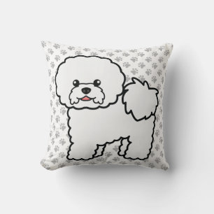 Bichon Frise Niedlich Cartoon Dog & Paws Kissen