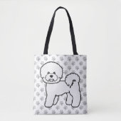 Bichon Frise Niedlich Cartoon Dog Zeichnend & Paws Tasche (Vorderseite)