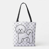 Bichon Frise Niedlich Cartoon Dog Zeichnend & Paws Tasche (Rückseite)