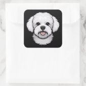 Bichon Frise Niedlich Funny Funny Puppy Dog Statio Quadratischer Aufkleber (Tasche)