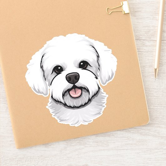 Bichon Frise Niedlich Hunde Gesicht Welpe Cartoon  Aufkleber (Notizbuch)