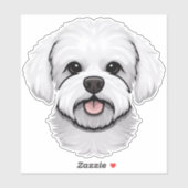 Bichon Frise Niedlich Hunde Gesicht Welpe Cartoon  Aufkleber (Blatt)