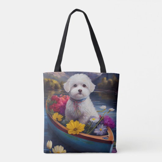 Bichon Frise on a Paddle: A Scenic Adventure Tasche (Rückseite)
