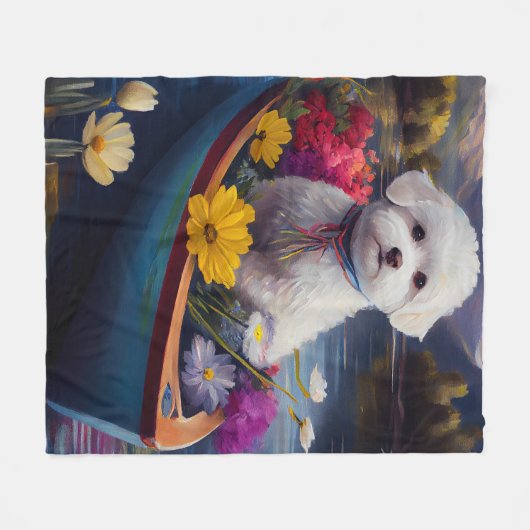 Bichon Frise on a Paddle: Ein Landschaftliches Abe Fleecedecke (Vorderseite (Horizontal))