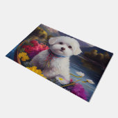 Bichon Frise on a Paddle: Ein Landschaftliches Abe Fußmatte (Schrägansicht)