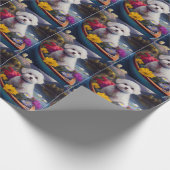 Bichon Frise on a Paddle: Ein Landschaftliches Abe Geschenkpapier (Ecke)