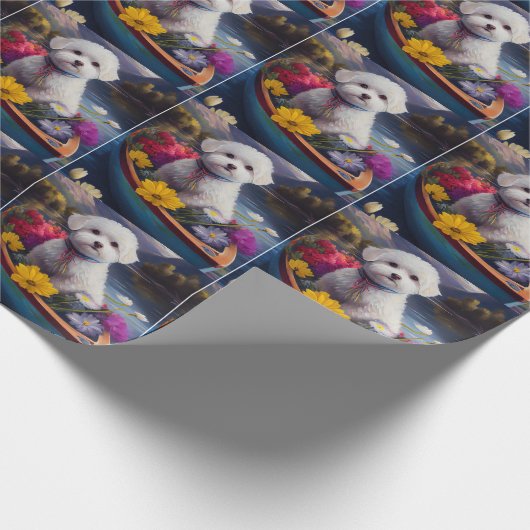 Bichon Frise on a Paddle: Ein Landschaftliches Abe Geschenkpapier (Ecke)